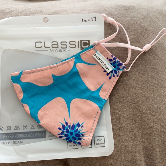 NEW Fighting Eel mask blue pink floral print adjustable elastic straps - Picture 2 of 5